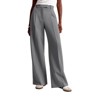 Women Wide Leg Pants High Waisted Business Casual Work Trousers Dressy Pants with Pockets - 1 of 2