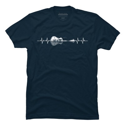 Men's Design By Humans Nature Guitar Heart Beat By Maryedenoa T-Shirt