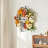 VEVOR Artificial Decorative Wreath, 24 in, Decorated with Hydrangeas, Roses, Wooden Sign, Year Round Wreath, Red&Orange&Yellow - 2 of 4