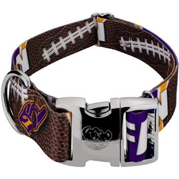 Country Brook Petz 1 1/2 Inch Premium Purple and Gold Football Fan Dog Collar Limited Edition