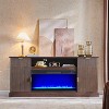 SinCiDo Living Room Modern Fireplace TV Stand for up to 80" TV w/ 36" Electric Fireplace, Adjustable Shelves & Hidden Drawers,Remote Control - 3 of 4