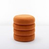 FURNIinspire Ottomans and Benches Round Velvet Storage Ottoman with Wooden Base Elegant Design for Modern Living Spaces, Orange, 23"*23"*17" - 2 of 4