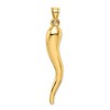 Black Bow Jewelry 14k Yellow or White Gold Large Hollow Italian Horn Pendant, 8 x 48mm - 3 of 4