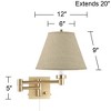 Barnes and Ivy Alta High Modern Wall Lamp Light Fixture Mount Bedroom Bedside Living Room Plug-In Cord Swing Arm Warm Gold with Burlap Empire Shade - 4 of 4