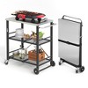 Arceso Foldable Outdoor Grill Cart, Movable 3 Tiers Grill Table,Stainless Steel, 33.8'',Black - 2 of 4