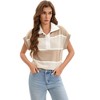 INSPIRE CHIC Women's Short Sleeve Turndown Collar Button Down Striped Pullover Tank Tops - 3 of 4