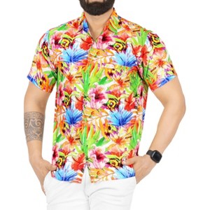 HAPPY BAY Mens Hawaiian Shirts Short Sleeve Button Down Shirt Floral Shirt Men Casual Beach Holiday Hawaii Island Shirts for Men Funny - 1 of 4