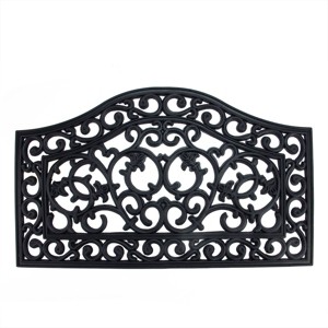Northlight Black Scroll Design Outdoor Doormat 18" x 30" - 1 of 4