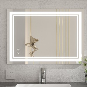 Keonjinn LED Front Light Bathroom Vanity Wall Mirror, Anti-Fog, Dimmable, 20"x28" - 1 of 4