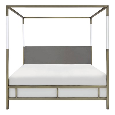 King Dorothy Acrylic Canopy Bed Gold/Gray - Safavieh