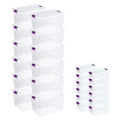 Sterilite 66 Qt. Plastic Storage Container (12 Pack) and 15 Qt. Tote (12 Pack)