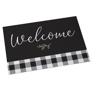 Personalization Mall Black & White Buffalo Check Personalized Doormat, 18" x 27" - 1 of 1