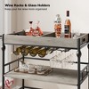 3 Tier Bar Cart Bar Cart with Wheels Rolling Cart with Wine Rack and Glasses Holder, Industrial Serving Cart with Removable Tray - 4 of 4
