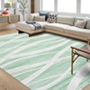 2 x 6 ft Polyester Imitation  Green Rectangular Hallway Bathroom Entryway Kitchen Office Foldable Line Printed Modern Washable Area Rug - 3 of 4