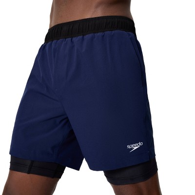 Мужские брюки Speedo Men's 5.5" Performance Volley Compression Liner Swim Trunks - Navy Blue L — фото 2