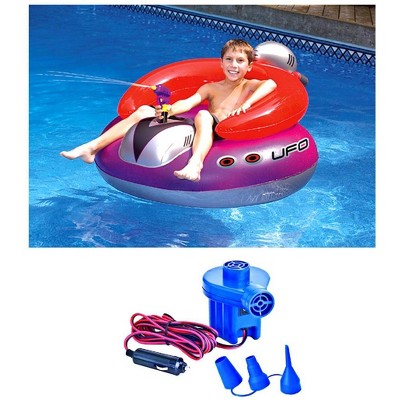 New Swimline 9078 Pool UFO Squirter Inflatable Lounge Chair w/ 12 Volt Air Pump