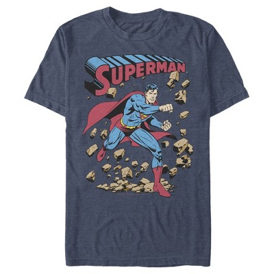 Men's Superman Hero Break Barriers T-shirt - Navy Blue Heather - X ...