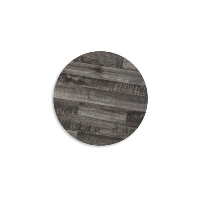 Gray and Black Round Wood Metal Nesting Tables, Set of 2
