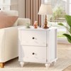 Besiost Wooden Nightstand with Charging Station, Storage Dresser with 2 Drawers - 4 of 4