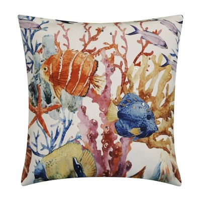 20" x 20" Sealife Beaded & Embroidered Decorative Patio Throw Pillow - Edie@Home