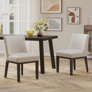 Coolbibila Fabric Upholstered Wood Dining Chairs Set of 2,Comfortable Armless Seat With Hardwood Frame Legs Kitchen Dining Chair - 1 of 4