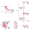 FURNIinspire Pet Tower Wall mounted Cat Tree, 5 Pcs Cat Tower for Kittens, Modern Cat Furniture, Pink, 19.75"*7.85"*38.25" - 2 of 4