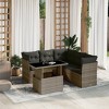 vidaXL 6 Piece Patio Sofa Set with Cushions Gray Poly Rattan - 2 of 4