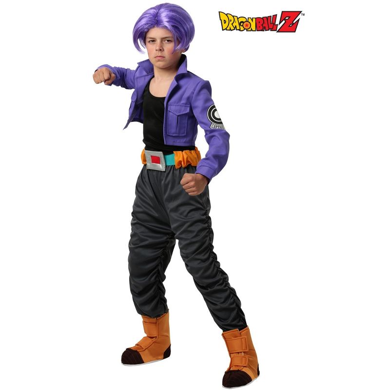 HalloweenCostumes.com Kid's Dragon Ball Z Trunks Costume, Saiyan Anime Halloween Costume with Purple Wig., 4 of 6