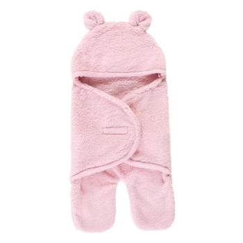 Hudson Baby Infant Girl Animal Faux Shearling Baby Outdoor Stroller Sack Wrap, Lt Pink, One Size