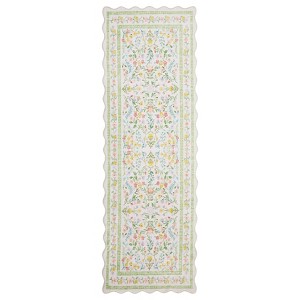 Scalloped Floral Rug Washable Non-Slip Boho Hallway Rug Soft Carpet for Kitchen, Bathroom, Laundry, Entryway - 1 of 4