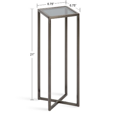 Jaspur Pewter Square Metal and Glass Compact Drink Table