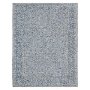 Gray And Dark Gray Wool Medallion Hand Woven Area Rug - 1 of 4