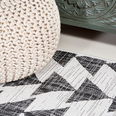 Andratx Ivory and Black Geometric Indoor/Outdoor Rug