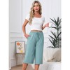 INSPIRE CHIC Women's High Waisted Pajama Shorts Viscose Comfy Soft Knee Length Long Shorts with Pockets - 3 of 4