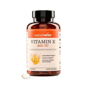 NatureWise Vitamin E 400 IU Softgels (180mg DL-Alpha) -  Antioxidant Dietary Supplement for Skin, Heart, Eye, and Immune Health Support - 1 of 4