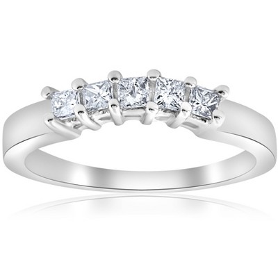 Pompeii3 1/2ct Princess Cut Diamond Curved Wedding Ring Enhancer 14K White Gold