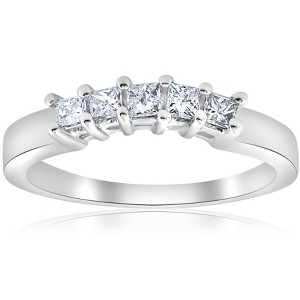 Pompeii3 1/2ct Princess Cut Diamond Curved Wedding Ring Enhancer 14K White Gold - 1 of 4