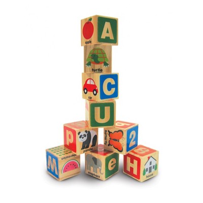 melissa & doug classic abc wooden block cart educational toy with 30 solid wood blocks
