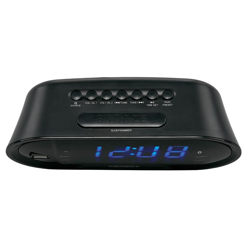 JENSEN JCR-298 Bluetooth Digital AM/FM Dual Alarm Clock Radio with USB Charging Port, 3 of 7