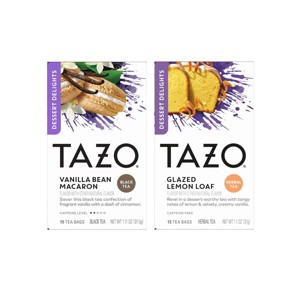 Tazo Dessert Delights Tea Bags 15ct Vanilla Bean Macaron Black Tea + 15ct Glazed Lemon Loaf Herbal Tea - 1 of 3