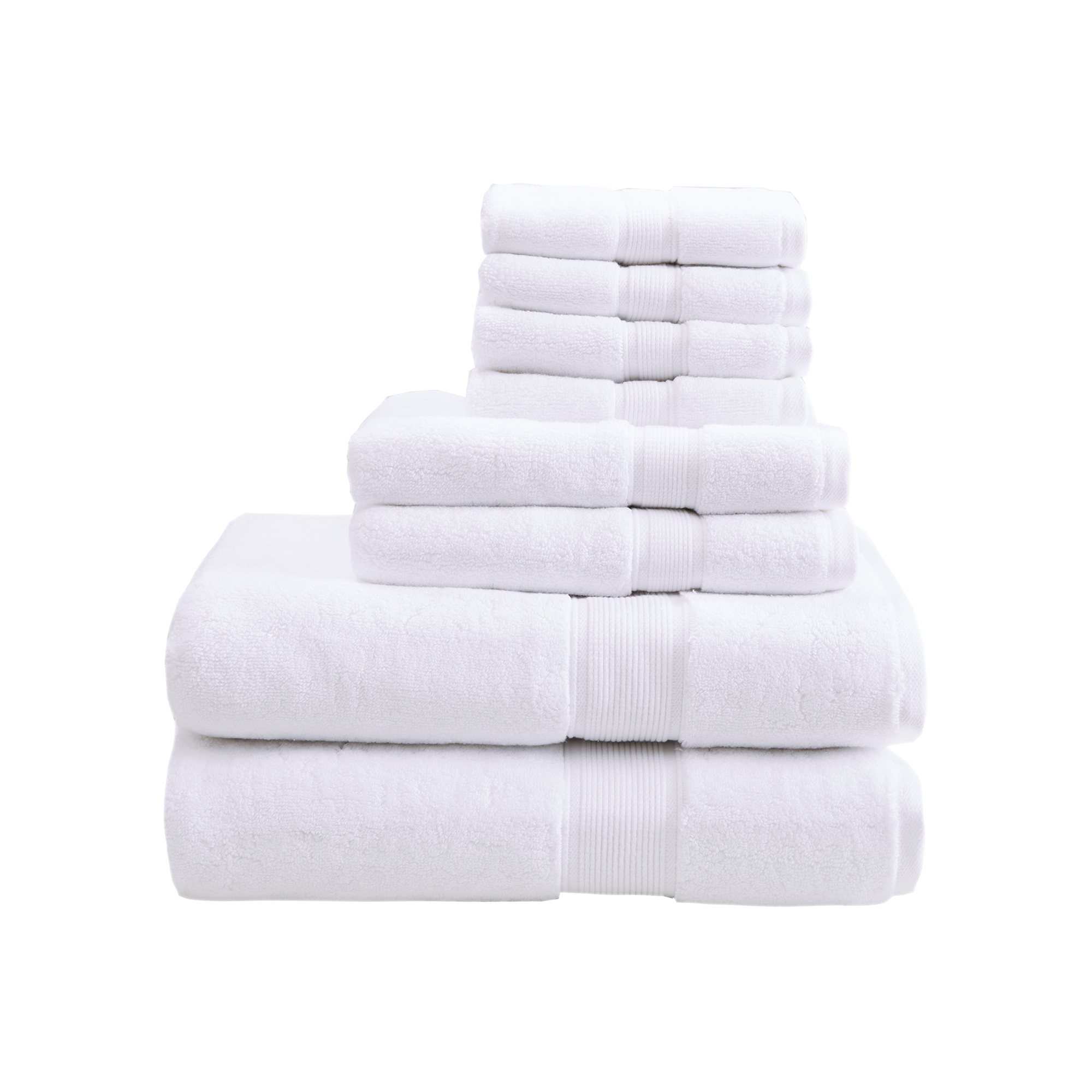 Madison Park 8pc 100% Cotton Highly Absorbent Bath Towel Set White: Heavyweight Terry, OEKO-TEX Certified