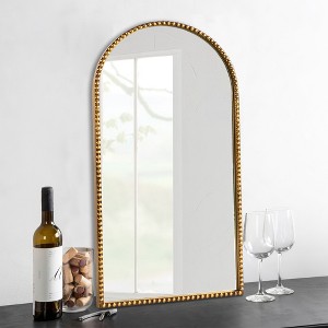Dovelina Arched Metal Frame Gold Decorative Wall Mirror Hanging Mirror - 36"x24", - 1 of 4