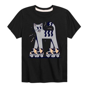Boys' - Instant Message - Retro Cat Roll Skating Short Sleeve Graphic T-Shirt - 1 of 4