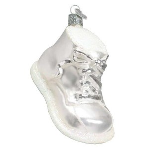 Old World Christmas 2.25 In White Baby Shoe Ornament Birth Baptism Tree Ornaments - 1 of 3