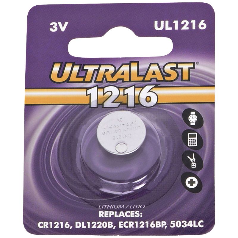 Ultralast® UL1216 CR1216 Lithium Coin Cell Battery, 1 of 2