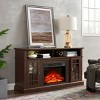 Traditional TV Stand with 23" Fireplace Insert, 58" Media Console with Glass Doors & Storage for 65 Inch TV-3irtyhousy - 3 of 4