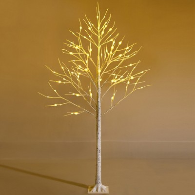 Costway 6ft Pre-lit White Twig Birch Tree For Christmas Holiday W