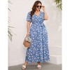 Women's Plus Size V-Neck Maxi Dress: Flowy Boho Elegance for Vacations & Garden Soirees Dress - 3 of 4