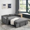 54" Velvet Convertible Loveseat Sofa Bed with Adjustable Backrest, Pull-Out Bed, Grid Armrests, and Detachable Storage Pockets - 2 of 4