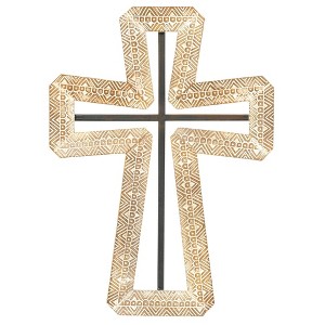 Dicksons Geometric Pattern Stylish Open Center Decorative Gold 8.5 x 12 Resin Wall Cross - 1 of 1